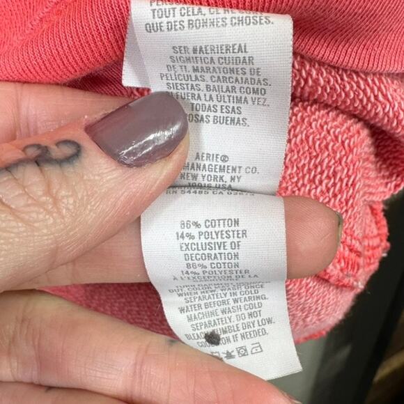 Aerie Real Crew Crewneck Terry Cloth Oversized Embroidered Heart Sweatshirt - Picture 5 of 5